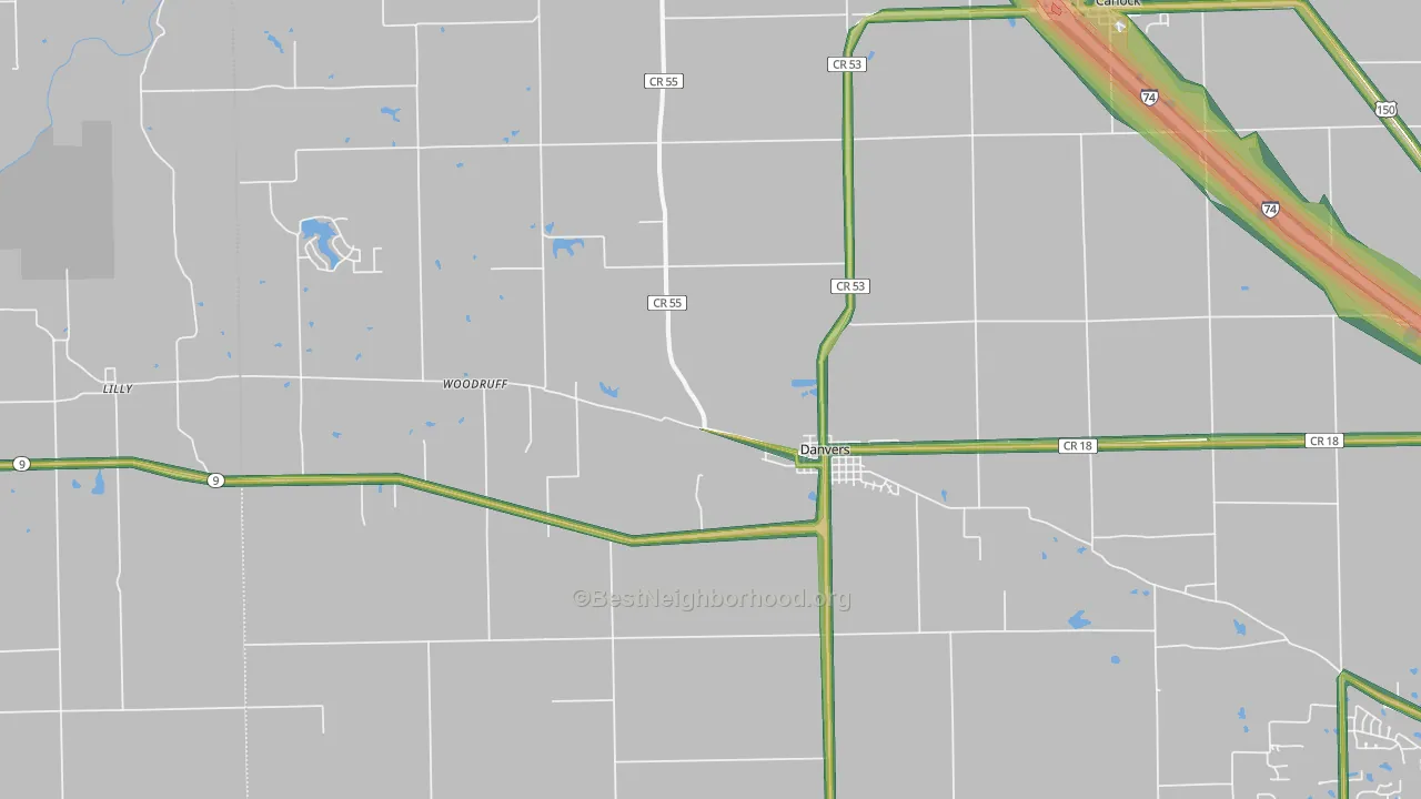 61732, IL Map of Noise Levels in 61732