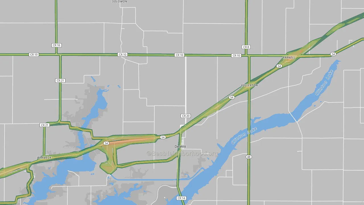 61735, IL Map of Noise Levels in 61735