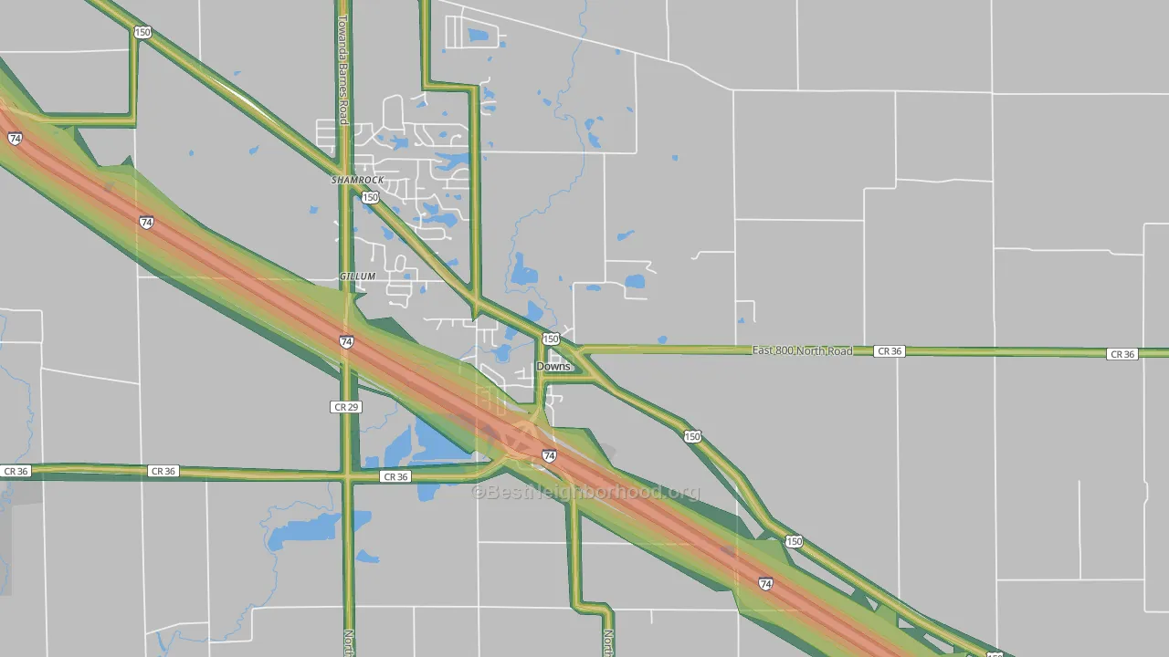 61736, IL Map of Noise Levels in 61736