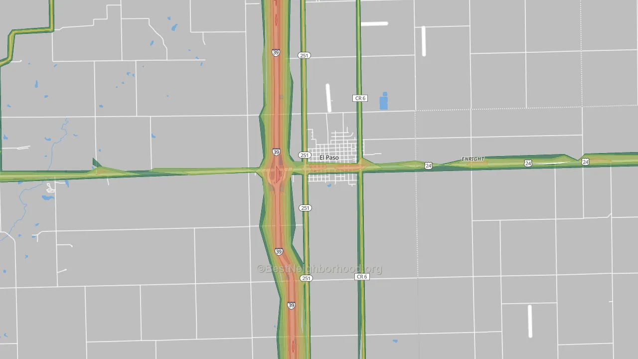 61738, IL Map of Noise Levels in 61738