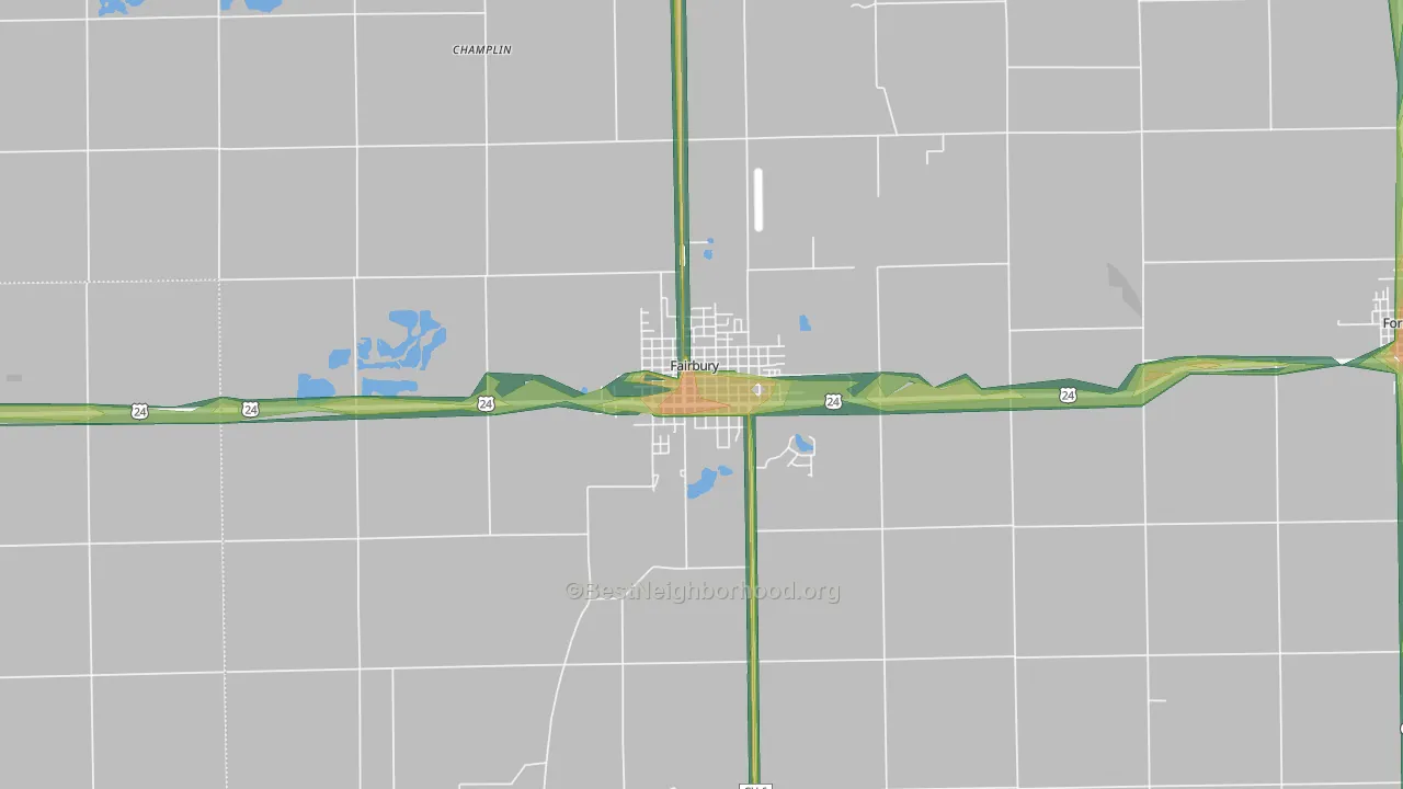 61739, IL Map of Noise Levels in 61739