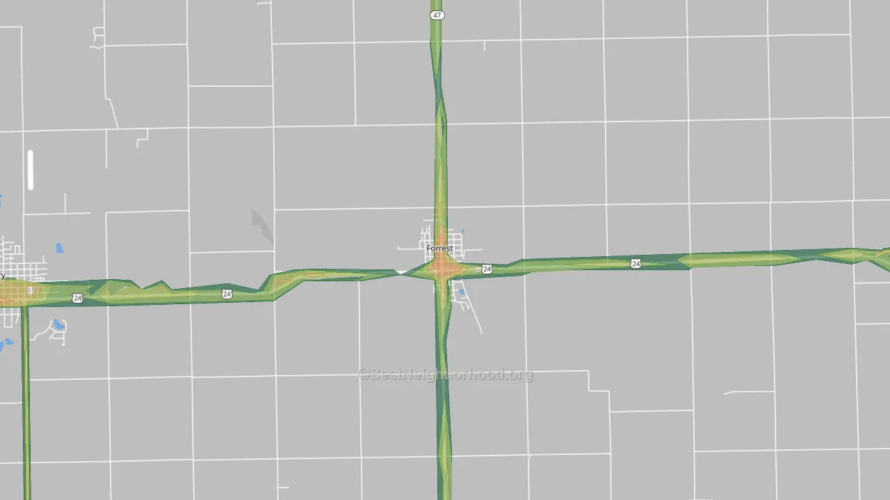 61741, IL Map of Noise Levels in 61741
