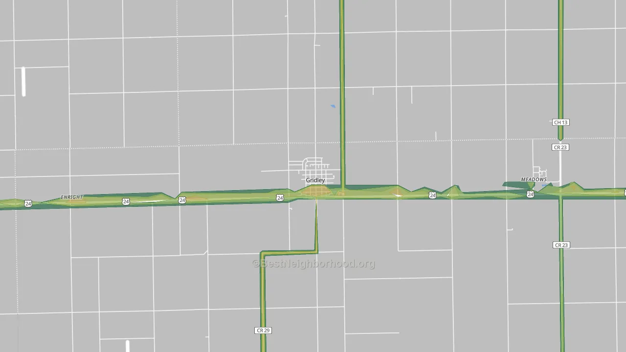 61744, IL Map of Noise Levels in 61744