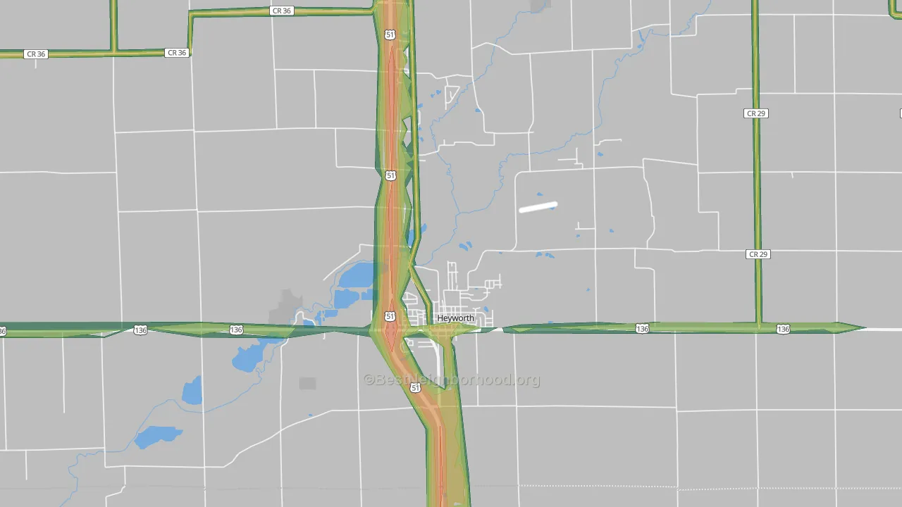61745, IL Map of Noise Levels in 61745