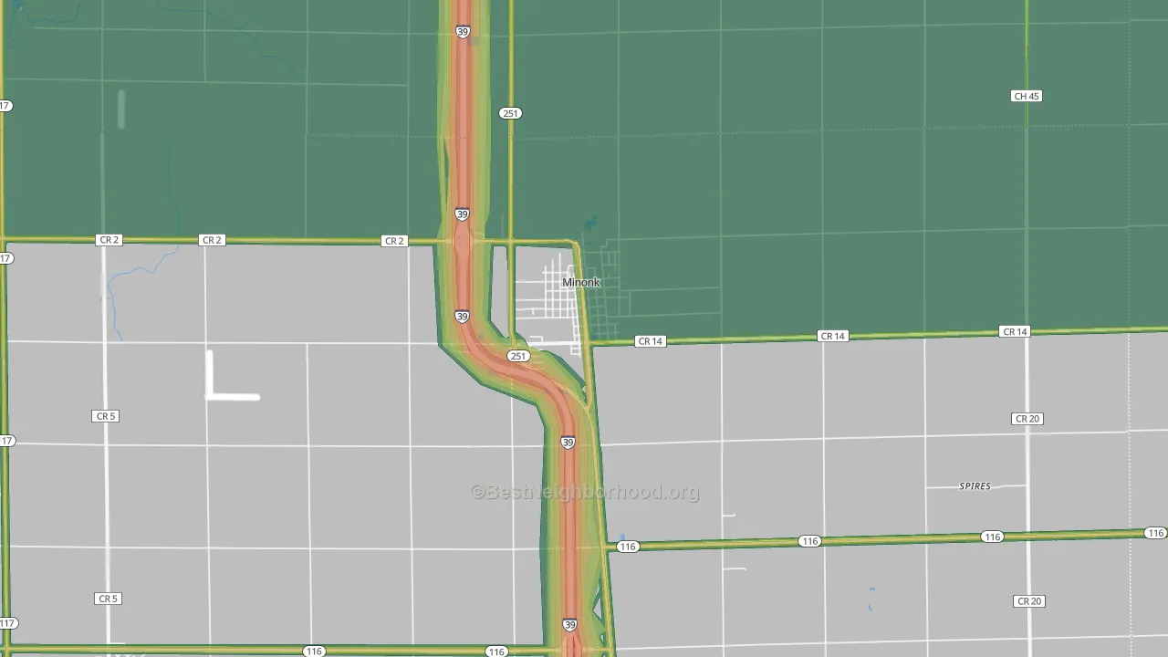 61760, IL Map of Noise Levels in 61760