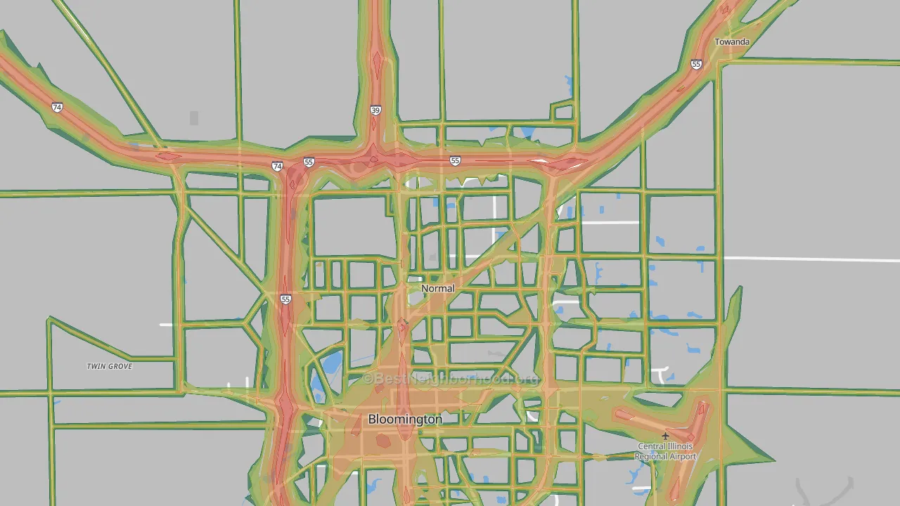 61761, IL Map of Noise Levels in 61761