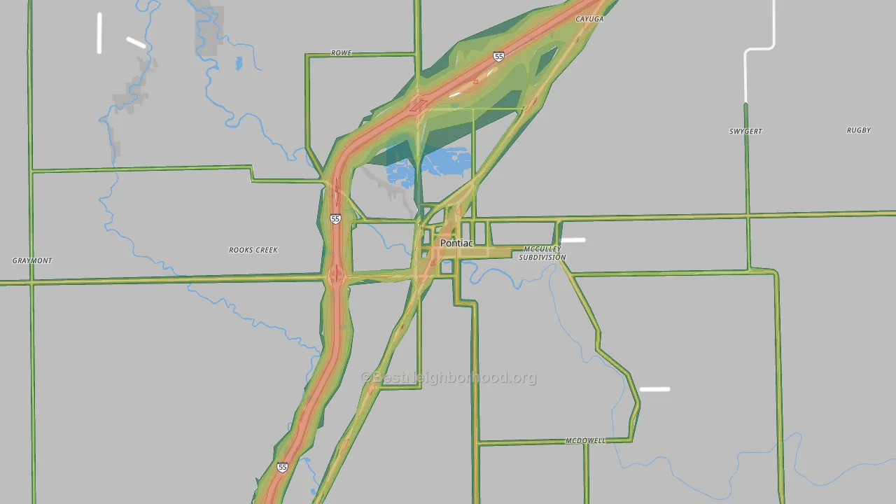 61764, IL Map of Noise Levels in 61764