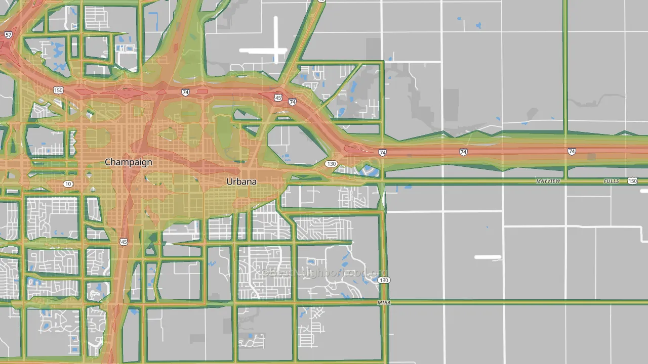 61802, IL Map of Noise Levels in 61802