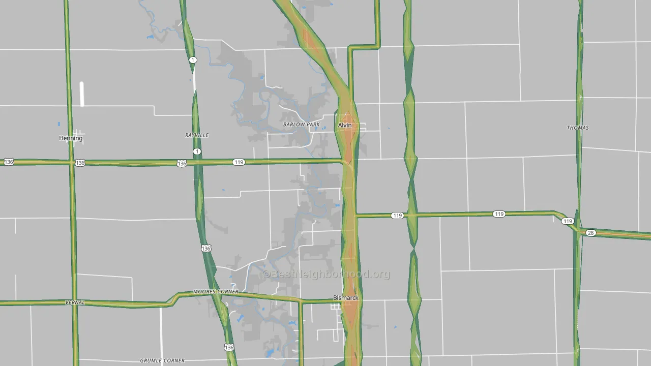 61811, IL Map of Noise Levels in 61811