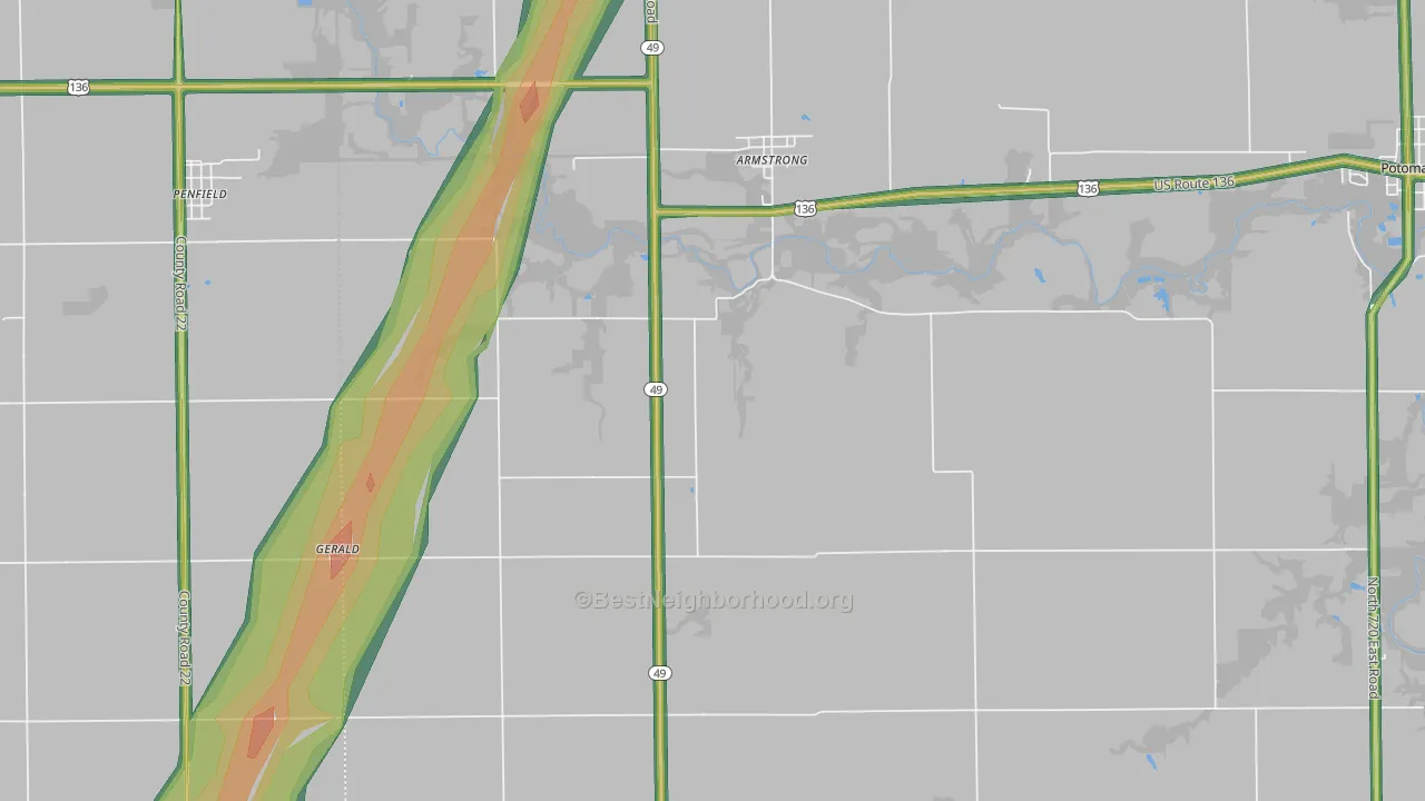 61812, IL Map of Noise Levels in 61812