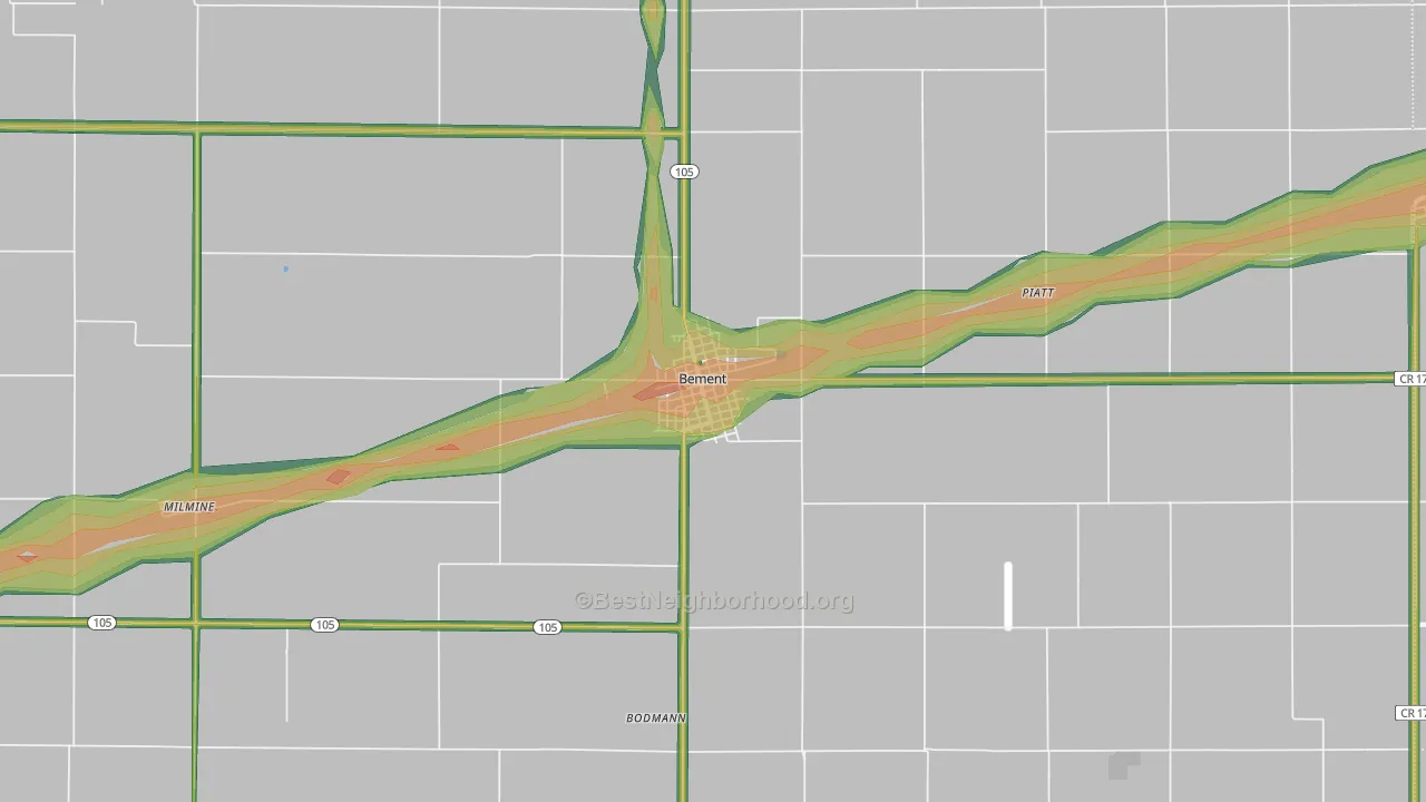 61813, IL Map of Noise Levels in 61813