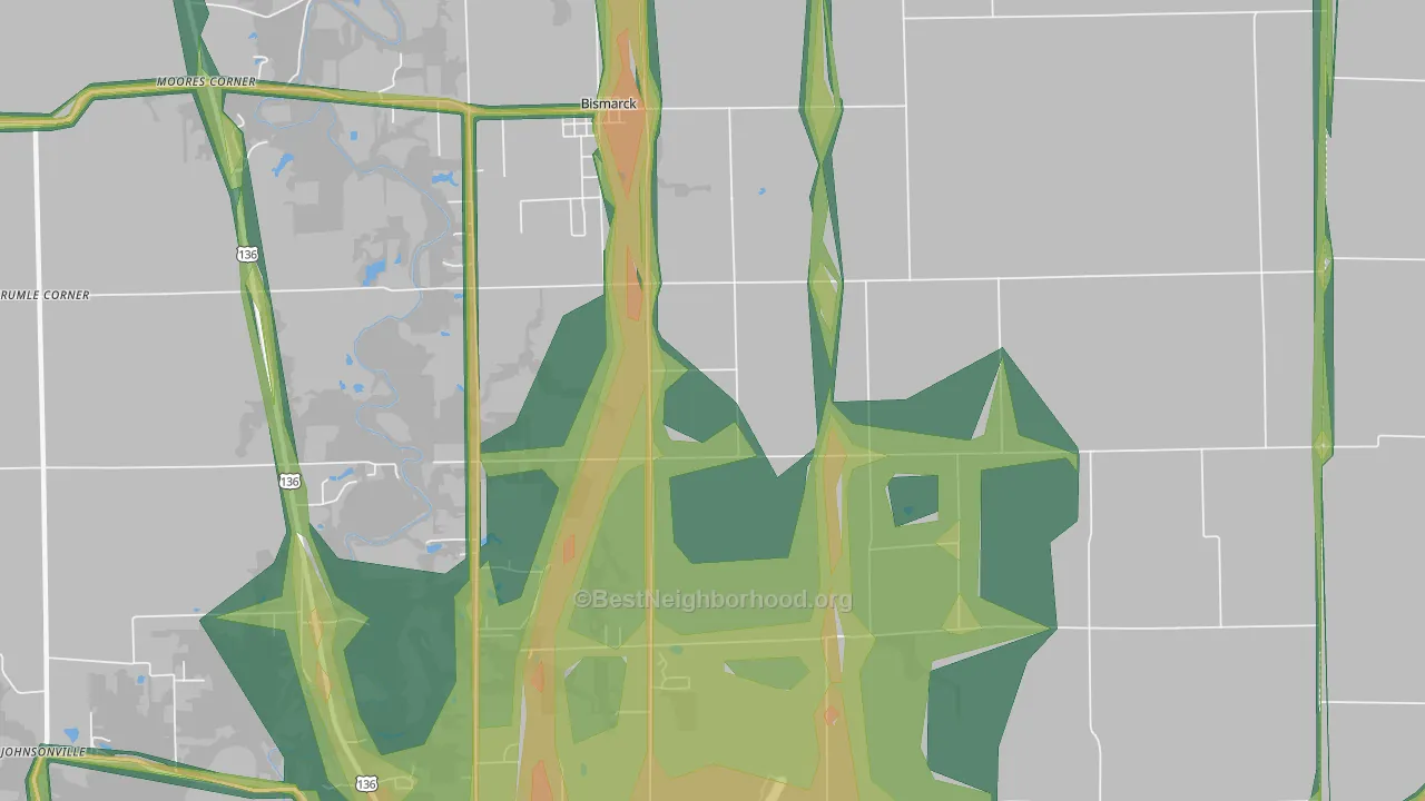 61814, IL Map of Noise Levels in 61814