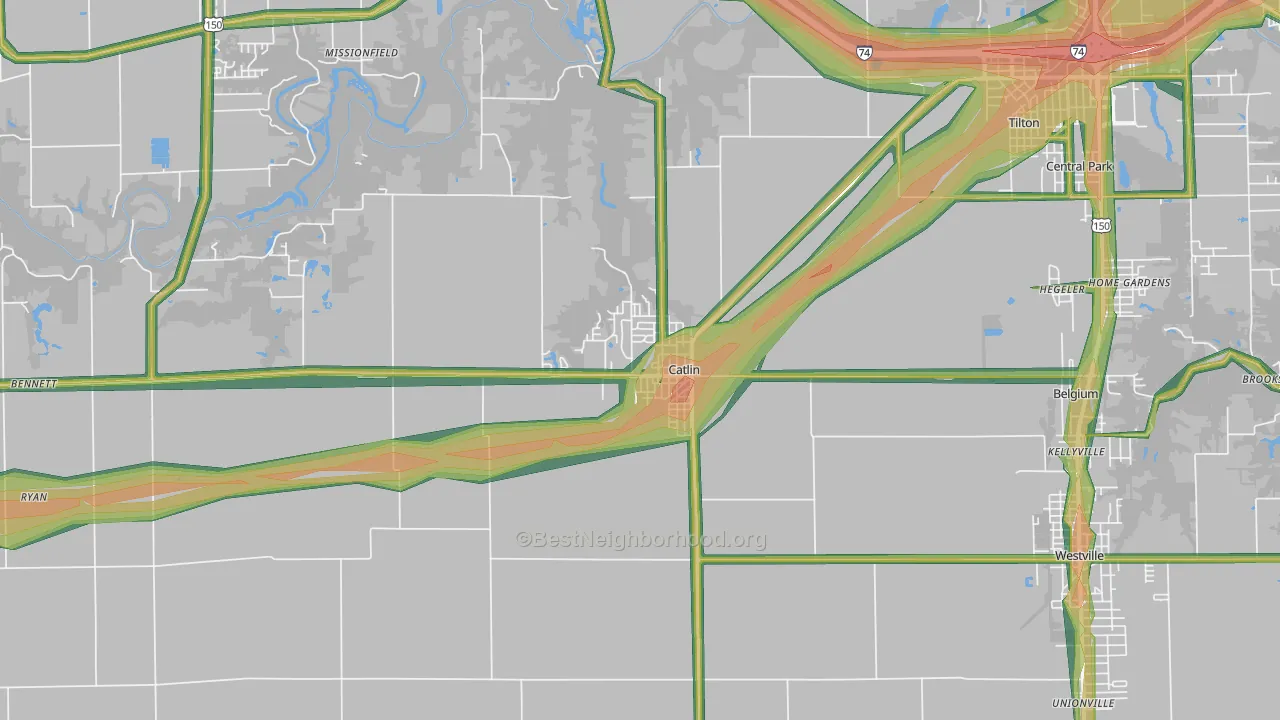 61817, IL Map of Noise Levels in 61817