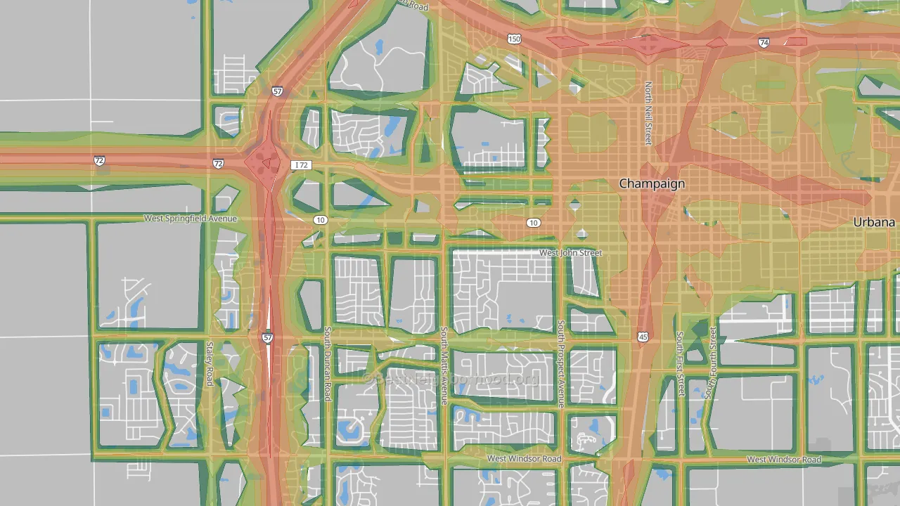 61821, IL Map of Noise Levels in 61821