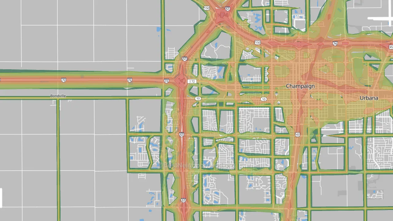 61822, IL Map of Noise Levels in 61822