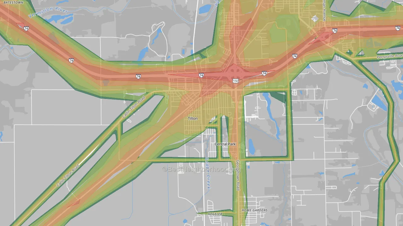61833, IL Map of Noise Levels in 61833