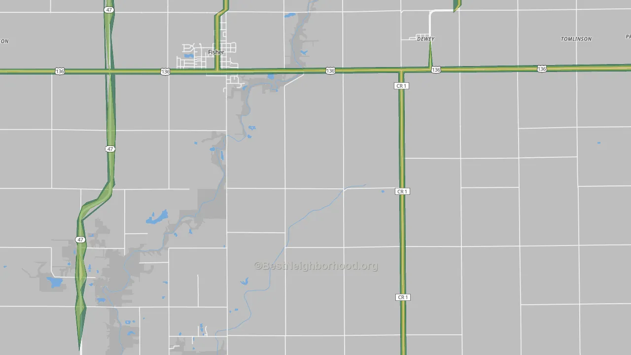 61840, IL Map of Noise Levels in 61840