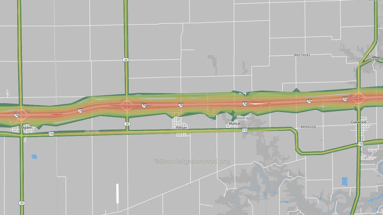 61844, IL Map of Noise Levels in 61844