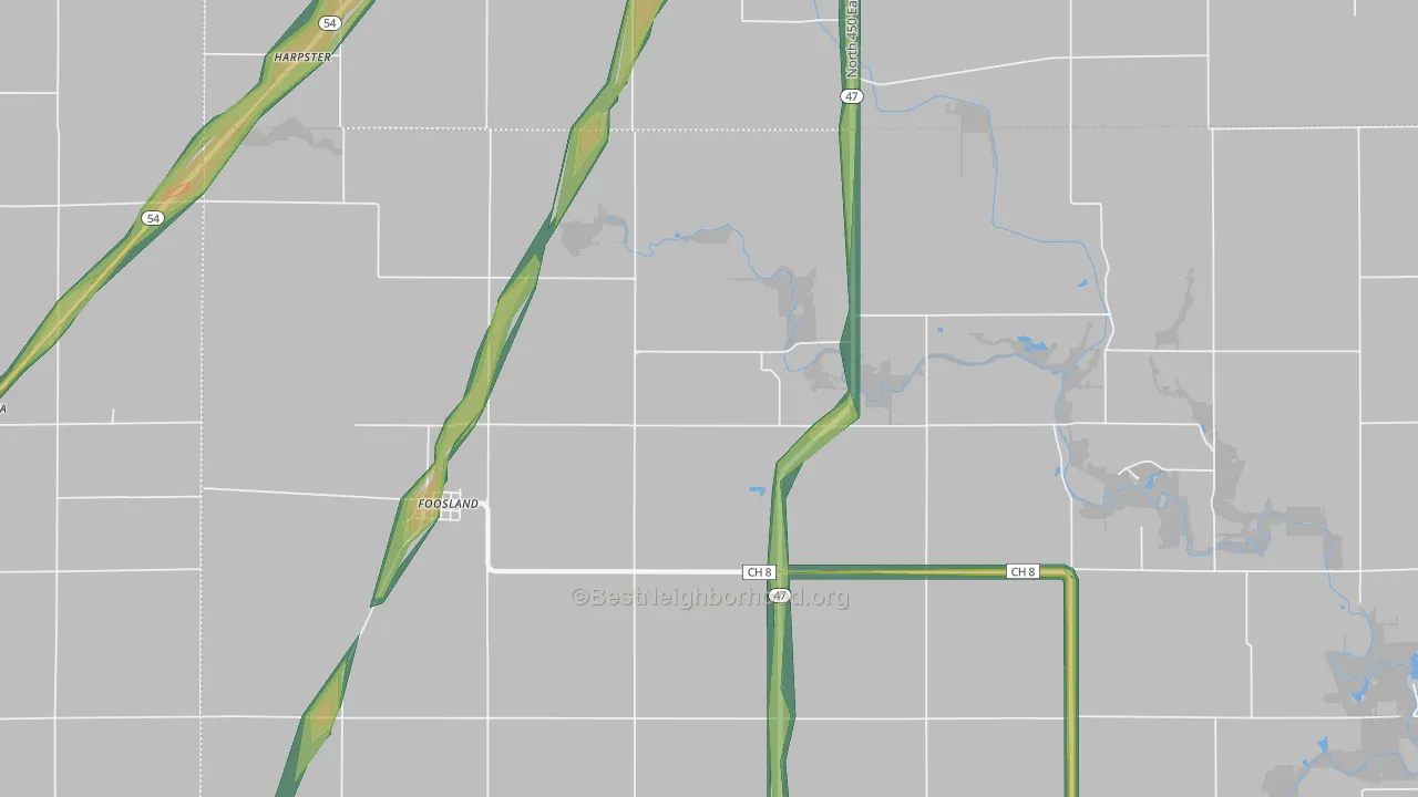 61845, IL Map of Noise Levels in 61845