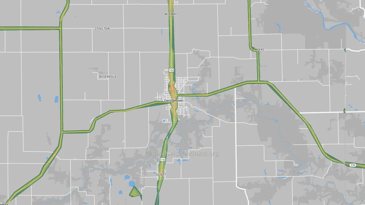 61846, IL Map of Noise Levels in 61846