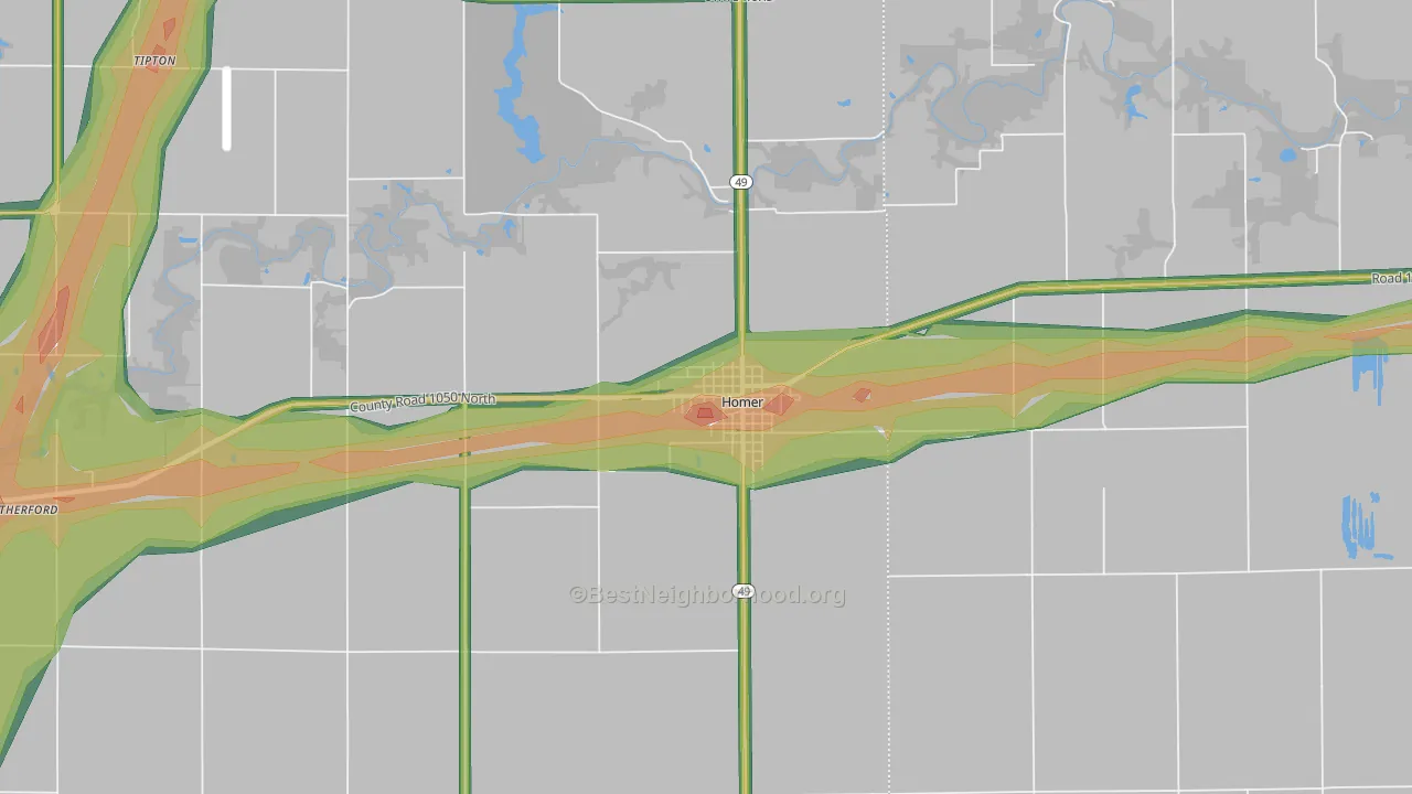 61849, IL Map of Noise Levels in 61849