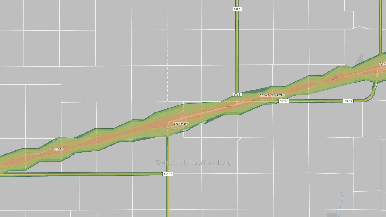 61851, IL Map of Noise Levels in 61851