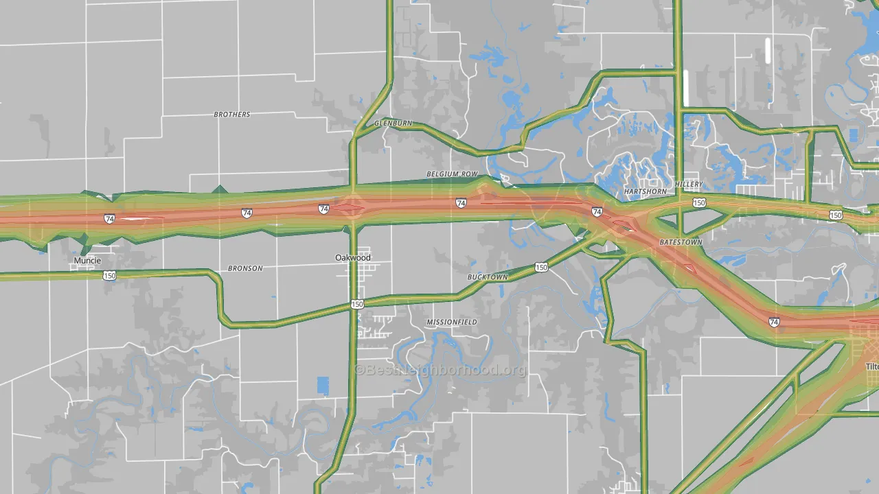 61858, IL Map of Noise Levels in 61858
