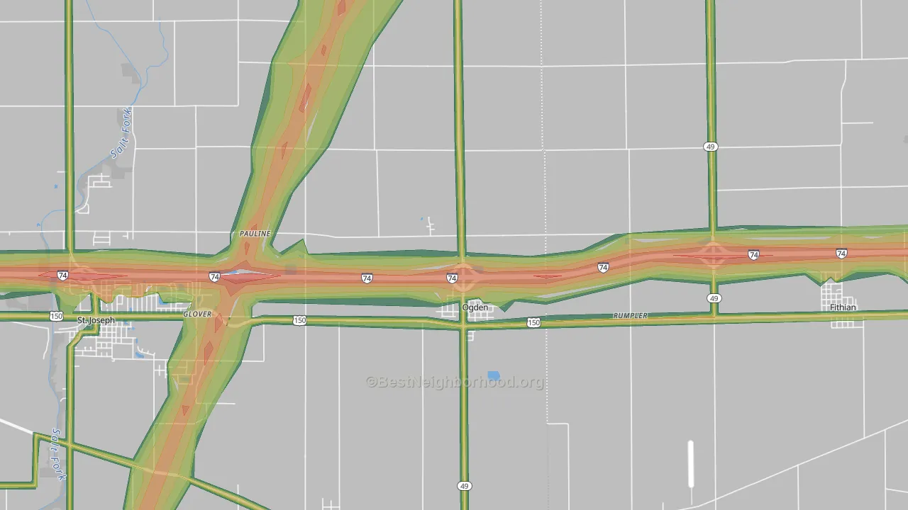 61859, IL Map of Noise Levels in 61859