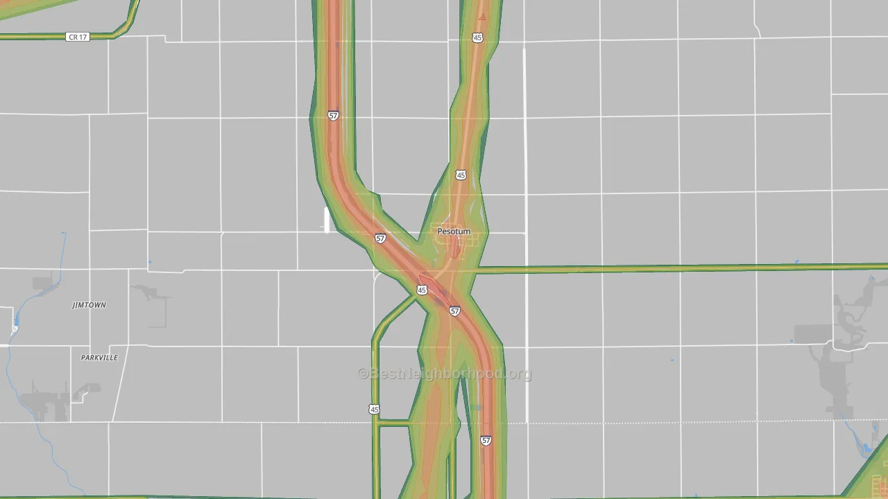 61863, IL Map of Noise Levels in 61863