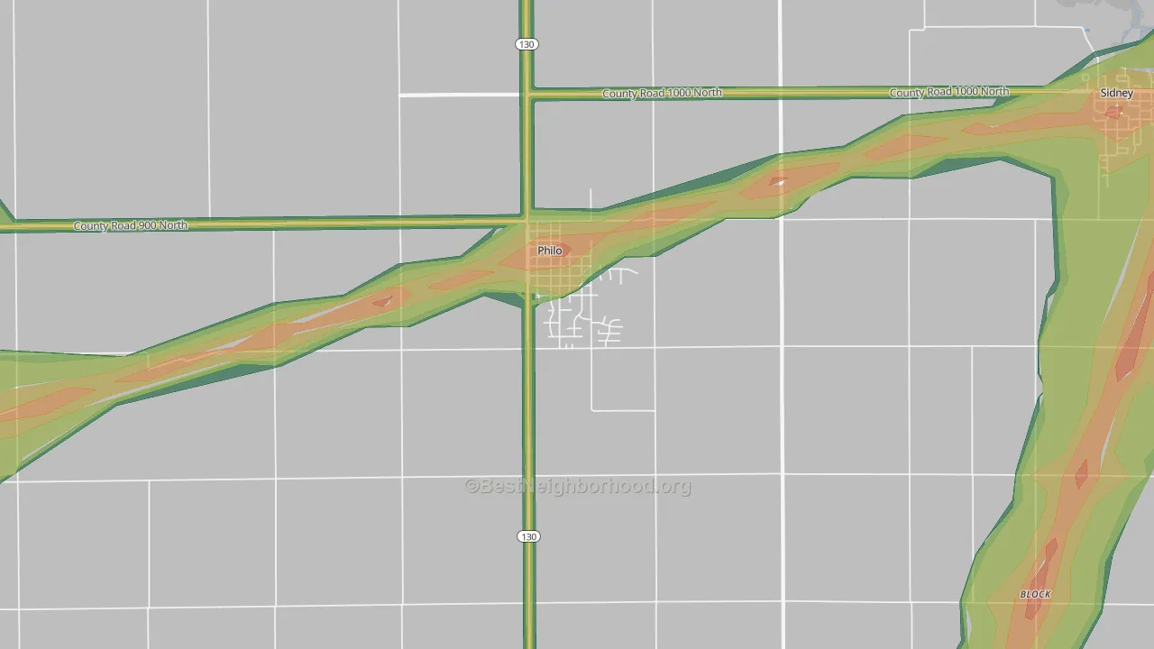 61864, IL Map of Noise Levels in 61864