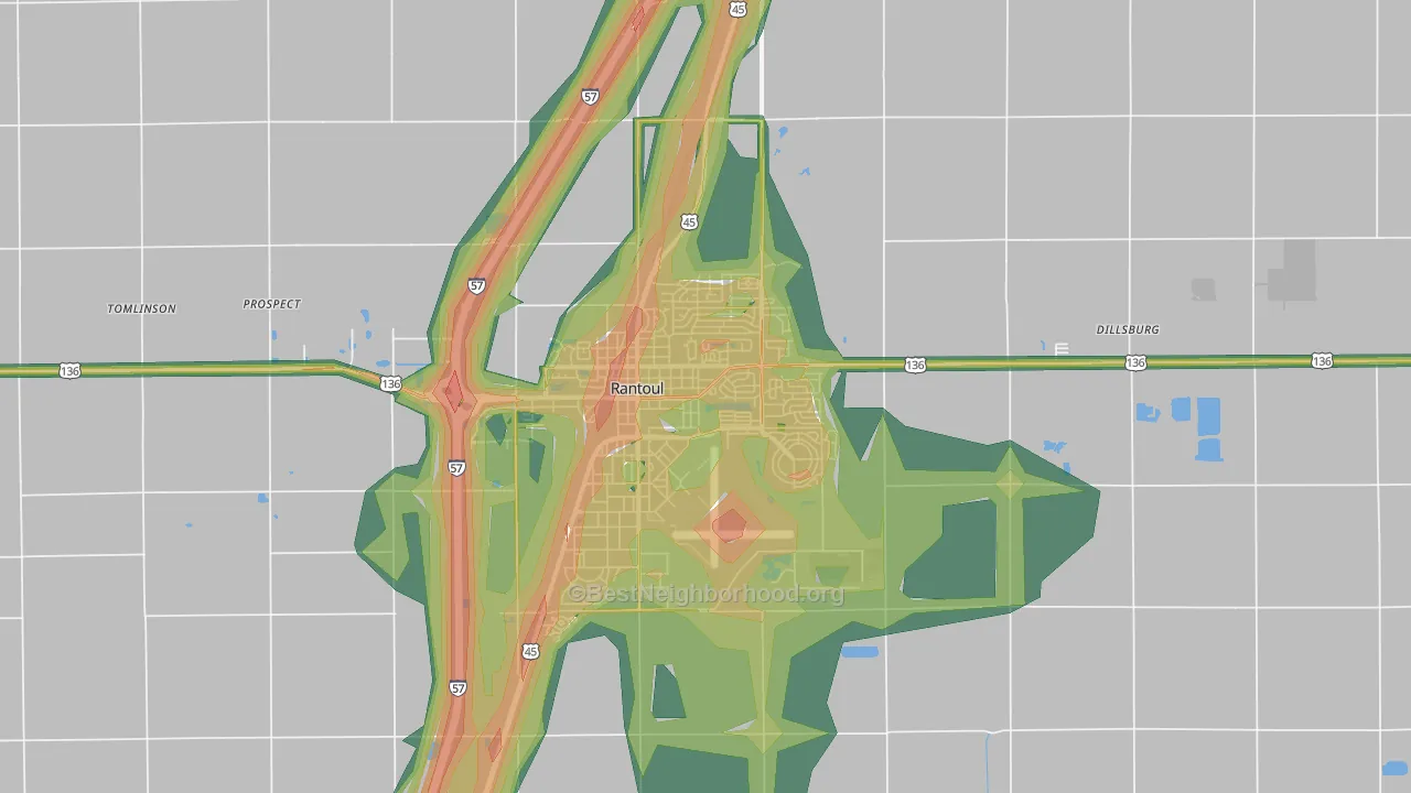 61866, IL Map of Noise Levels in 61866