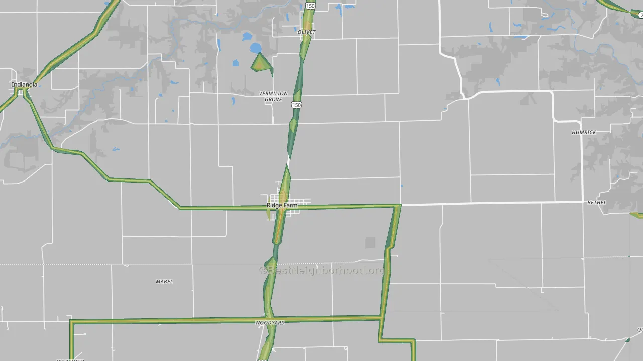 61870, IL Map of Noise Levels in 61870
