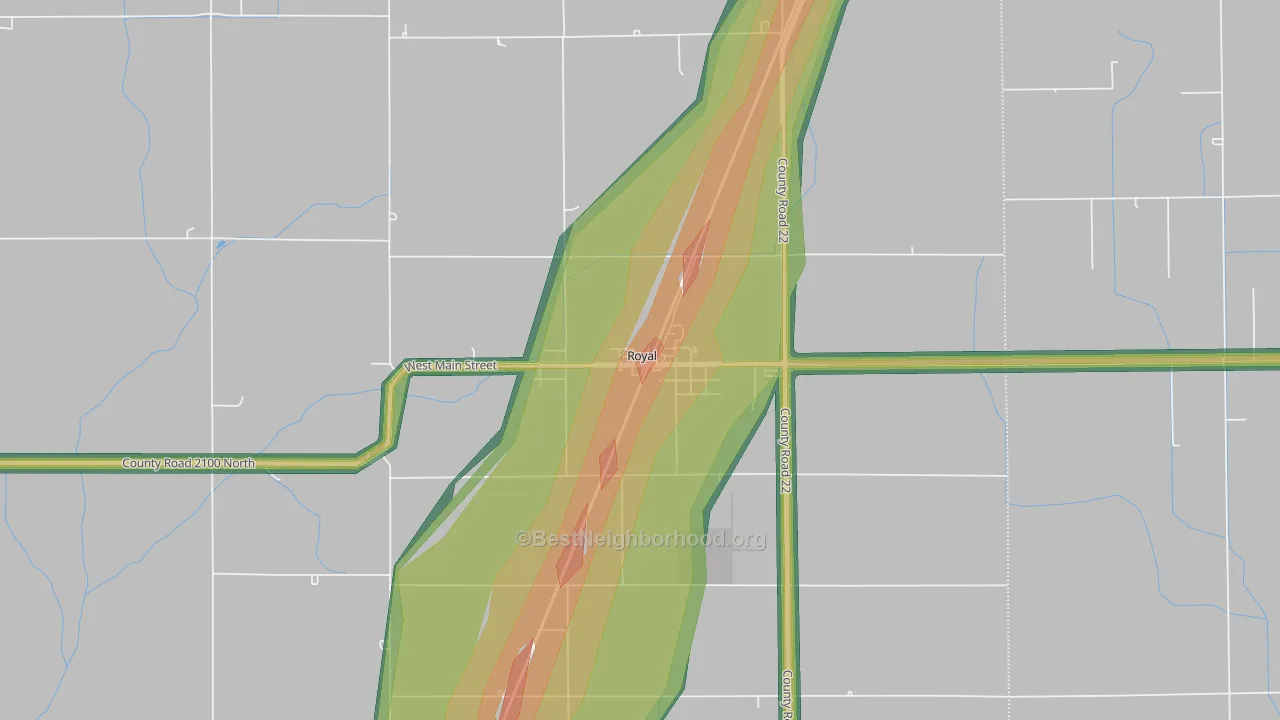 61871, IL Map of Noise Levels in 61871
