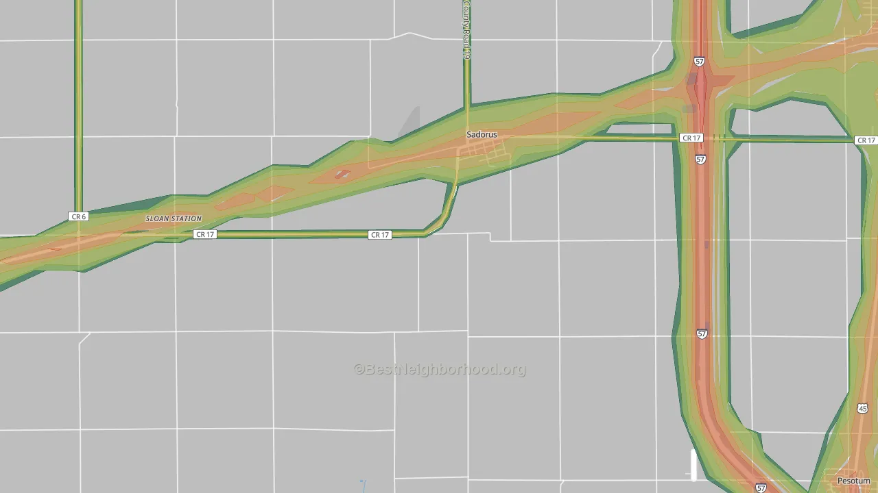 61872, IL Map of Noise Levels in 61872