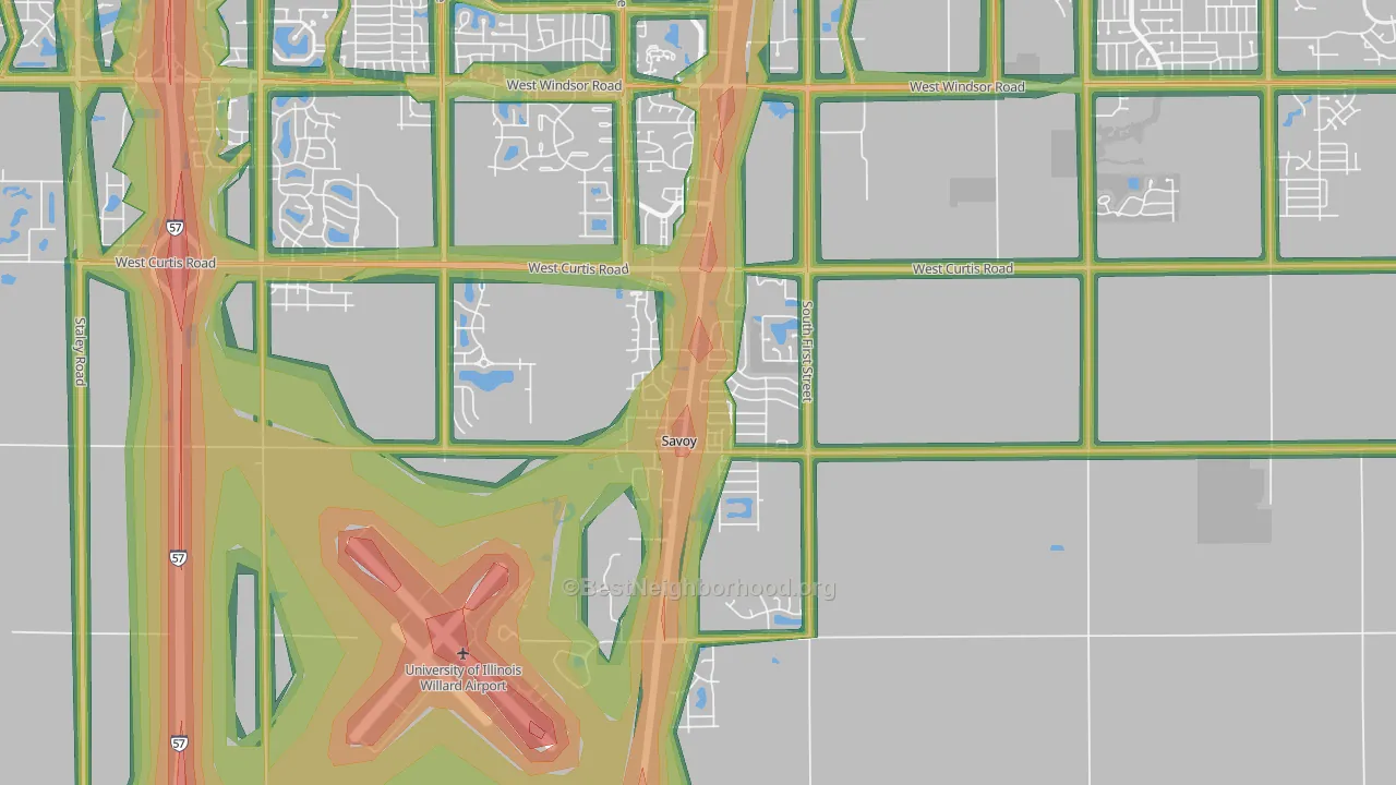 61874, IL Map of Noise Levels in 61874