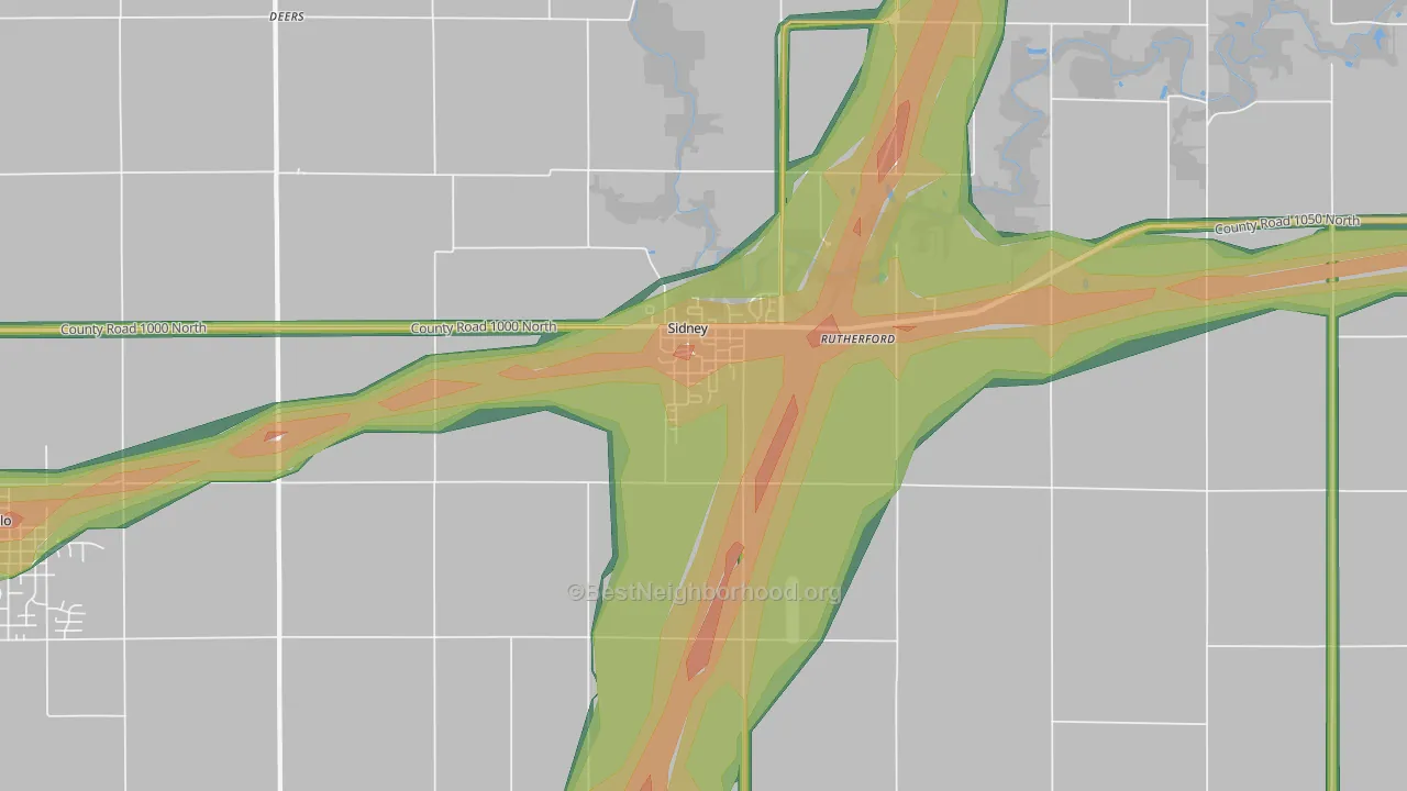 61877, IL Map of Noise Levels in 61877