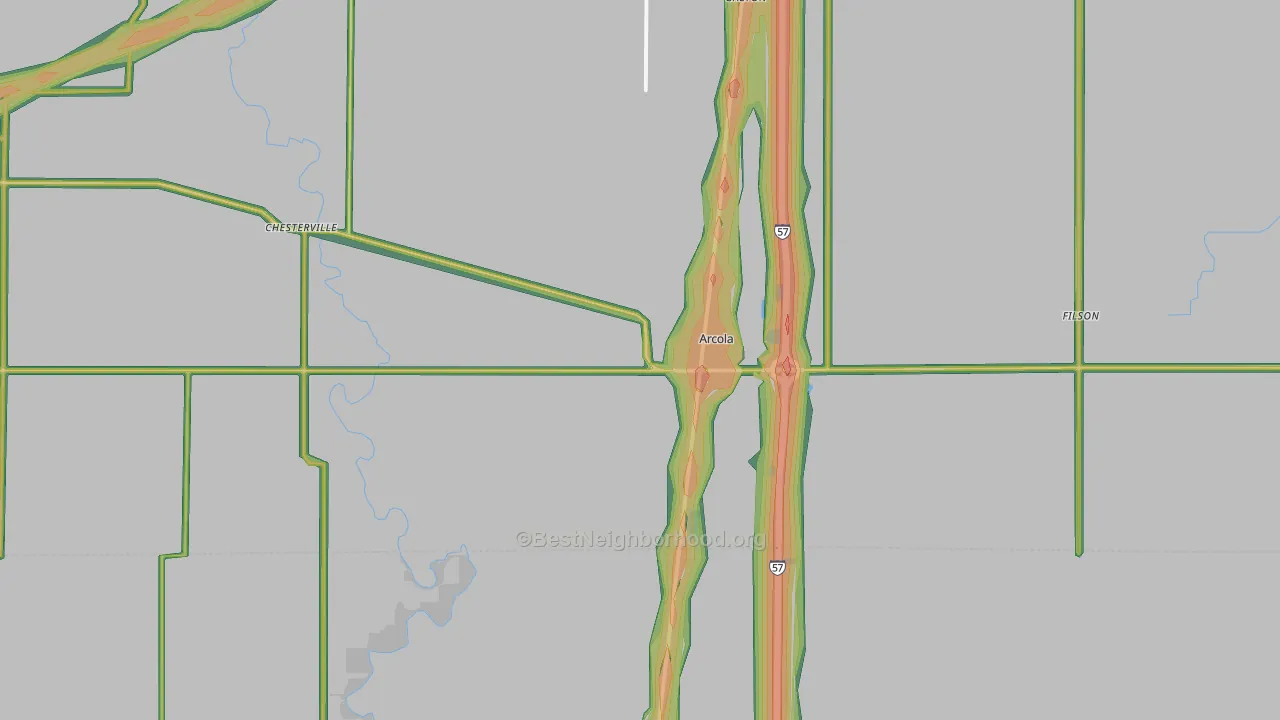 61910, IL Map of Noise Levels in 61910