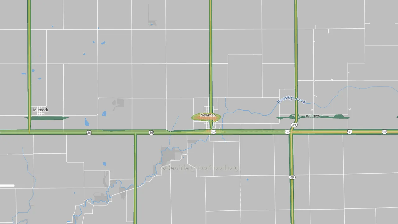 61942, IL Map of Noise Levels in 61942