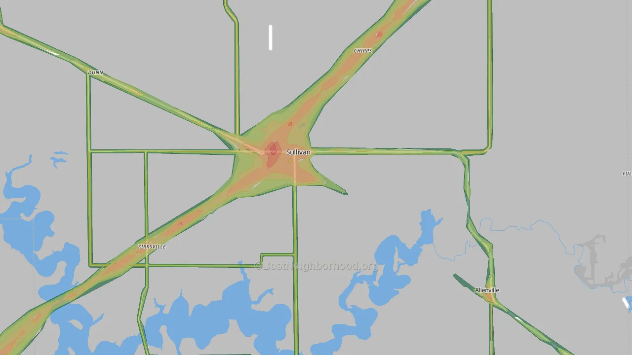 61951, IL Map of Noise Levels in 61951