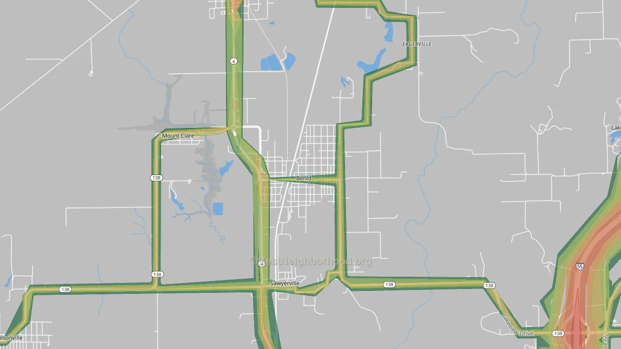 62009, IL Map of Noise Levels in 62009