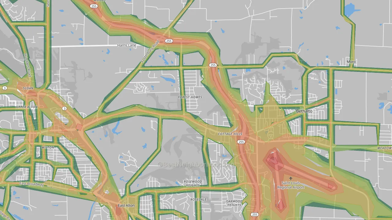 62018, IL Map of Noise Levels in 62018