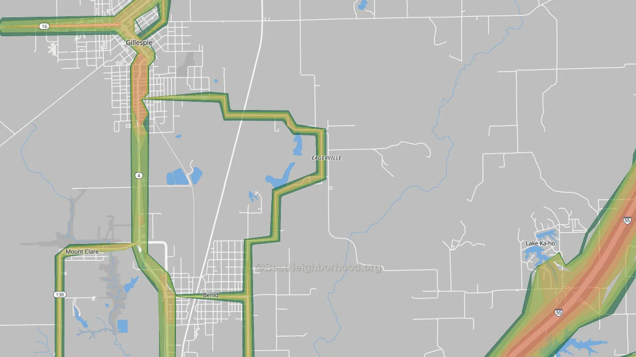 62023, IL Map of Noise Levels in 62023