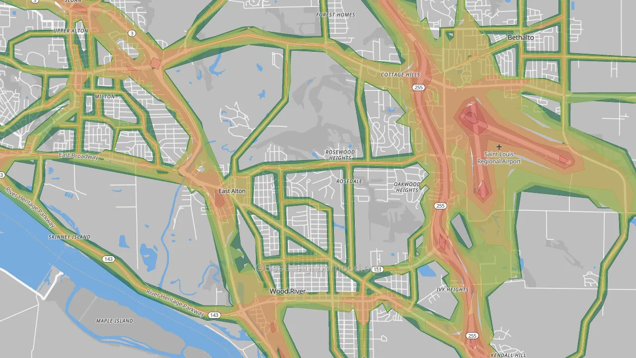 62024, IL Map of Noise Levels in 62024