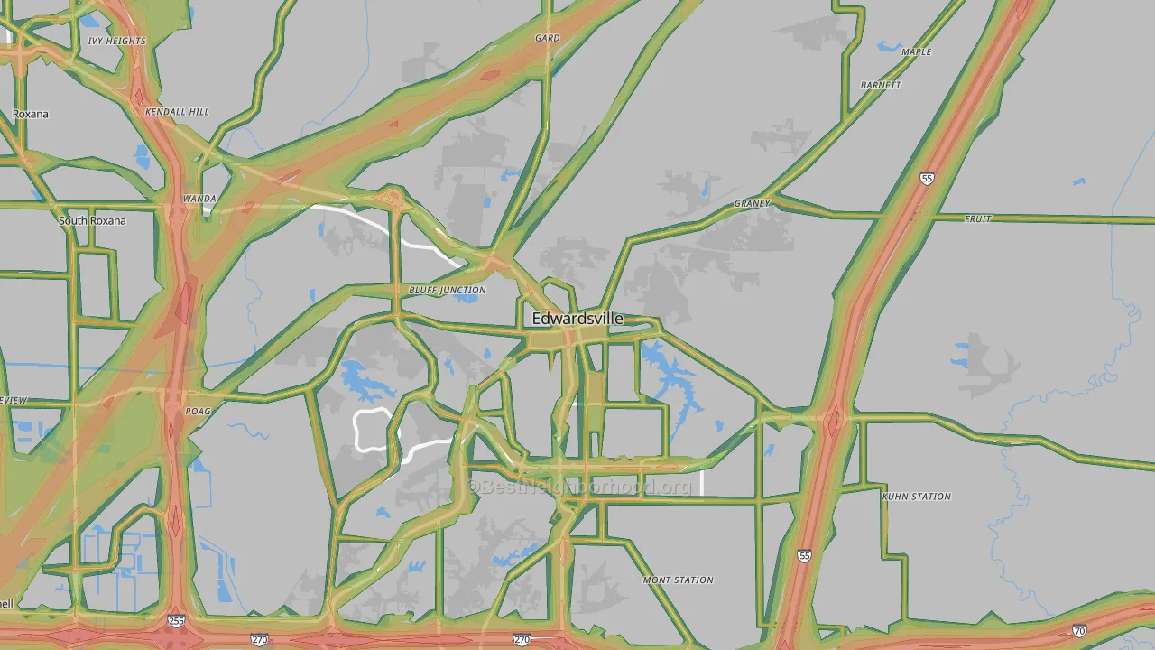 62025, IL Map of Noise Levels in 62025
