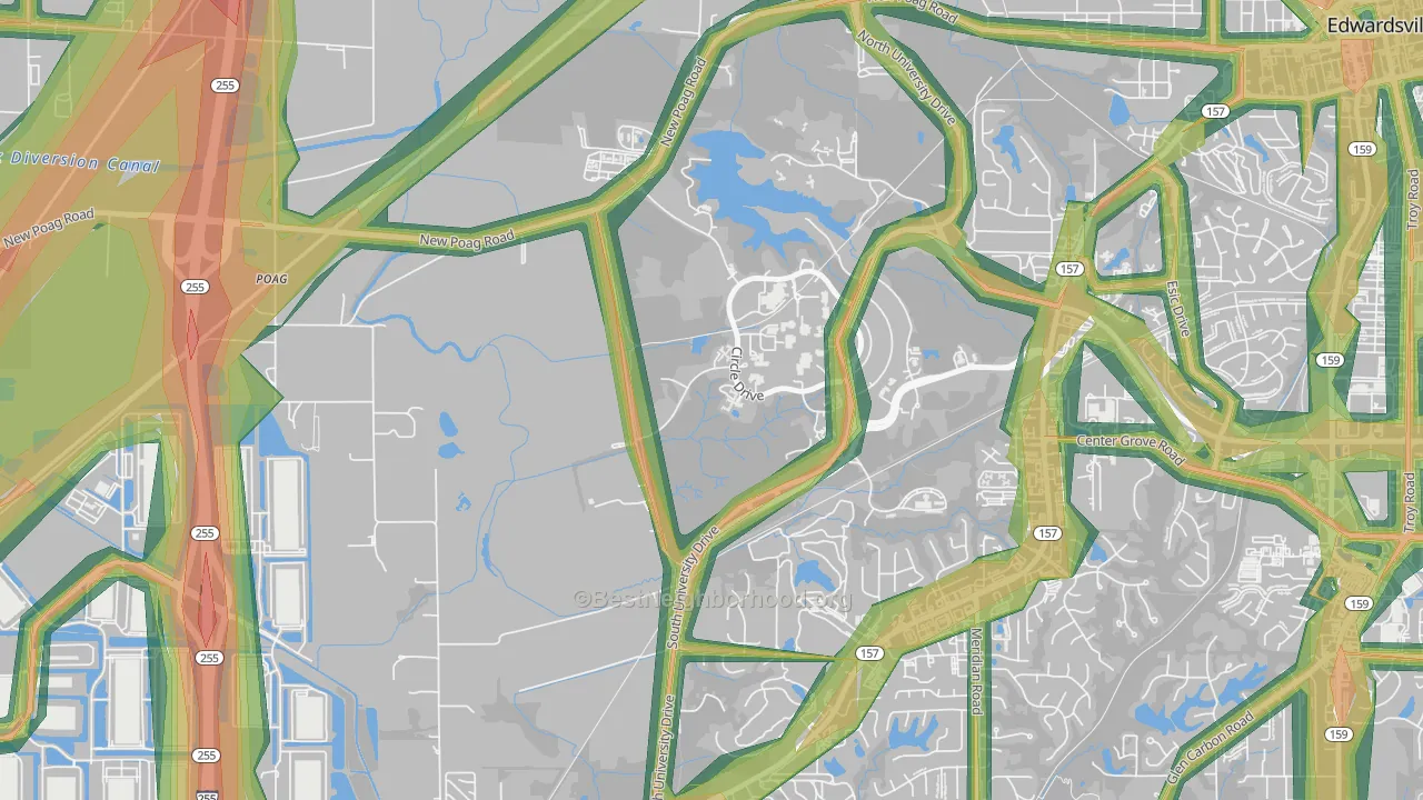 62026, IL Map of Noise Levels in 62026