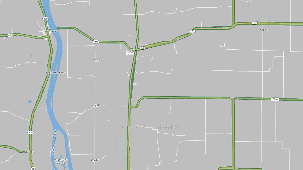 62027, IL Map of Noise Levels in 62027