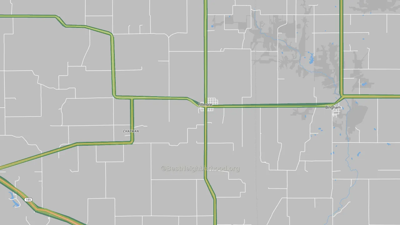 62032, IL Map of Noise Levels in 62032