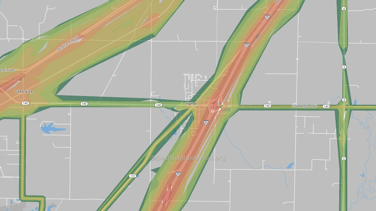 62046, IL Map of Noise Levels in 62046