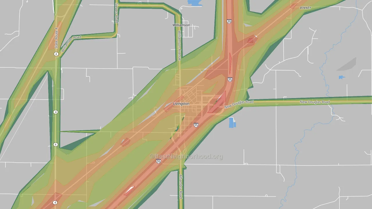 62058, IL Map of Noise Levels in 62058