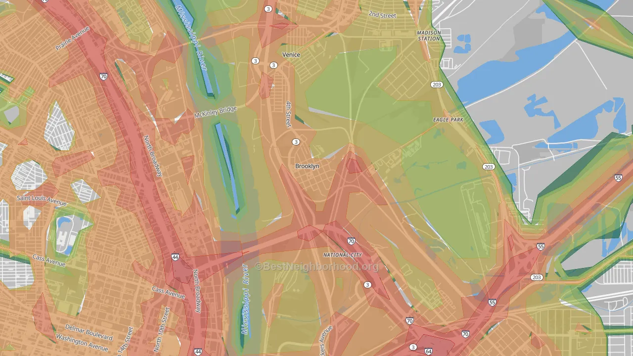 62059, IL Map of Noise Levels in 62059